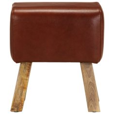 Vidaxl Telovadna klop 38 cm rjava pravo usnje in trden mangov les