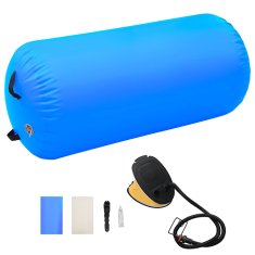 Vidaxl Napihljiv gimnastični valj s tlačilko 120x90 cm PVC moder