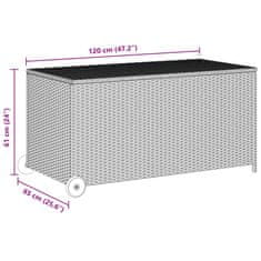 Vidaxl Vrtna škatla za shranjevanje črna 120x65x61 cm poli ratan
