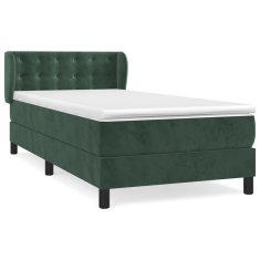 Vidaxl Box spring postelja z vzmetnico temno zelena 90x200 cm žamet