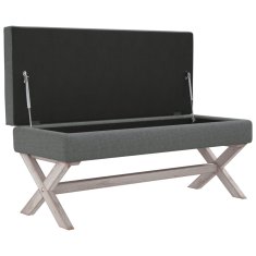 Vidaxl Stolček s prostorom za shranjevanje temno siv 110x45x49cm blago