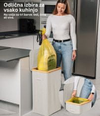 Deco Haus Koš za smeti 90L [dodatna notranja vreča] - Stojalo za vrečke za smeti - koš za vrečke za smeti - Koš s pokrovom - Sistem za kuhinjske odpadke - Robustno stojalo za vrečo za smeti - BEŽ