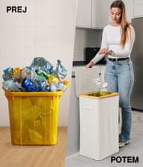 Deco Haus Koš za smeti 90L [dodatna notranja vreča] - Stojalo za vrečke za smeti - koš za vrečke za smeti - Koš s pokrovom - Sistem za kuhinjske odpadke - Robustno stojalo za vrečo za smeti - BEŽ