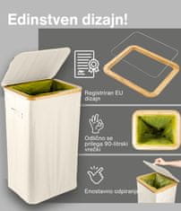 Deco Haus Koš za smeti 90L [dodatna notranja vreča] - Stojalo za vrečke za smeti - koš za vrečke za smeti - Koš s pokrovom - Sistem za kuhinjske odpadke - Robustno stojalo za vrečo za smeti - BEŽ