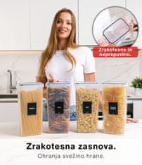 Deco Haus Deco haus posode za shranjevanje s pokrovom, zrakotesne [z nalepkami za shranjevanje] – komplet 4 posod 2,8 l – shranjevalna škatla za kuhinjo – organizacija, shranjevanje živil za špagete, moko