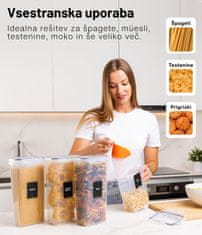 Deco Haus Deco haus posode za shranjevanje s pokrovom, zrakotesne [z nalepkami za shranjevanje] – komplet 4 posod 2,8 l – shranjevalna škatla za kuhinjo – organizacija, shranjevanje živil za špagete, moko