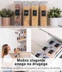 Deco Haus Deco haus posode za shranjevanje s pokrovom, zrakotesne [z nalepkami za shranjevanje] – komplet 4 posod 2,8 l – shranjevalna škatla za kuhinjo – organizacija, shranjevanje živil za špagete, moko