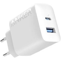 Anker A2348G21 adapter, USB-C, USB-A, 20 W, bel