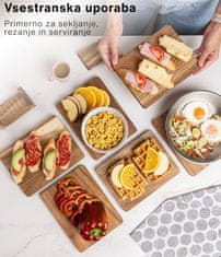 Deco Haus Lesene deske za zajtrk, komplet 6 kosov [DEBELINA 1,5 cm] – Lesena deska za rezanje, majhna, 23 x 17,5 cm – Lesena deska za kuhinjo Antibakterijska lesena deska – Deska za malico