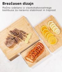 Deco Haus Set 3 lesenih desk za rezanje iz robustnega bambusa [2 cm DEBELINE] - Deske za rezanje z žlebom za sok - Lesene deske za kuhinjo 40x30, 33x24, 26x18 - Lesena deska za rezanje