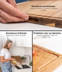 Deco Haus Set 3 lesenih desek za rezanje iz trdne akcije [debeline 2 cm] – deske za rezanje z žlebom za sok – lesene deske za kuhinjo 40 x 30, 33 x 24, 26 x 18 – lesena deska za rezanje