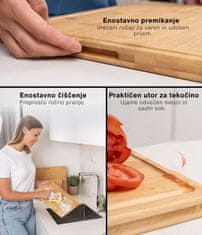 Deco Haus Set 3 lesenih desk za rezanje iz robustnega bambusa [2 cm DEBELINE] - Deske za rezanje z žlebom za sok - Lesene deske za kuhinjo 40x30, 33x24, 26x18 - Lesena deska za rezanje