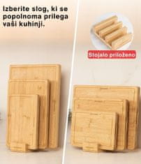 Deco Haus Set 3 lesenih desk za rezanje iz robustnega bambusa [2 cm DEBELINE] - Deske za rezanje z žlebom za sok - Lesene deske za kuhinjo 40x30, 33x24, 26x18 - Lesena deska za rezanje