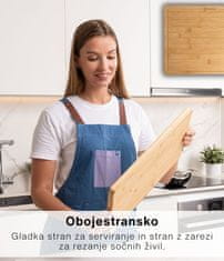 Deco Haus Set 3 lesenih desk za rezanje iz robustnega bambusa [2 cm DEBELINE] - Deske za rezanje z žlebom za sok - Lesene deske za kuhinjo 40x30, 33x24, 26x18 - Lesena deska za rezanje