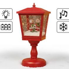 sarcia.eu Rdeča, božična MINI LANTERNA s snežaki, LED GLASBENA SKRINJICA, božična dekoracija 13,5x13,5x31,5 cm