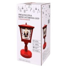 sarcia.eu Rdeča, božična MINI LANTERNA s snežaki, LED GLASBENA SKRINJICA, božična dekoracija 13,5x13,5x31,5 cm