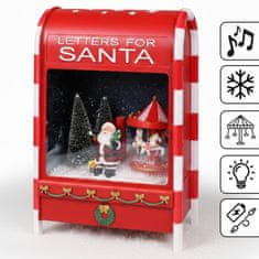 sarcia.eu Rdeča, božična poštna škatla s Božičkom in vrtiljakom, LED GLASBENA ŠKATLA, božična dekoracija 25x15x40 cm