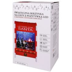 sarcia.eu Rdeča, božična poštna škatla s Božičkom in vrtiljakom, LED GLASBENA ŠKATLA, božična dekoracija 25x15x40 cm