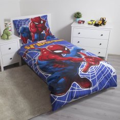 MARVEL COMICS MARVEL SpiderMan Temno modra DVOJNA bombažna otroška posteljnina z zadrgo, SVETLI SE V TEMI 140x200cm+70x90cm OEKO-TEX