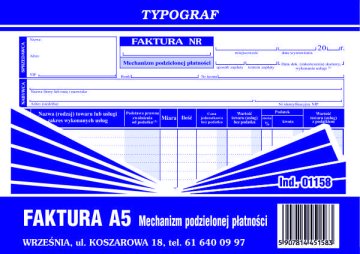 shumee Račun z DDV A5 Mehanizem deljega plačila obrazec 01158