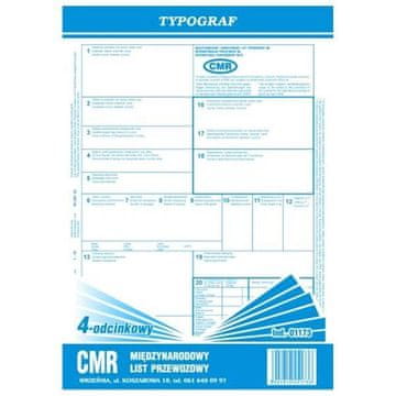 shumee Tovorni list CMR, 4-delni, format A4