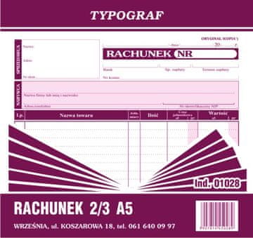 shumee Standardni račun 2/3 A5 obrazec 01028