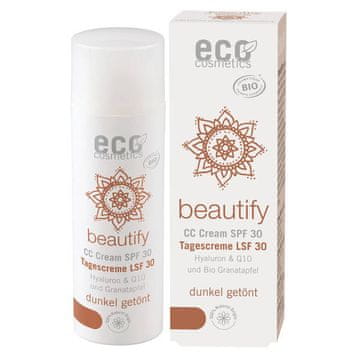 shumee CC krema Eco Cosmetics, odtenek DARK SPF 30, s hialuronsko kislino, koencimom Q10 in bio-granatnim jabolkom, 50 ml