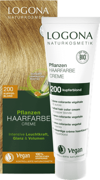 shumee LOGONA Zeliščna barva za lase v kremi 200 KUPFERBLOND (bakreno blond)