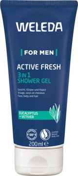 shumee WELEDA 3-v-1 ACTIVE FRESH gel za prhanje za moške z evkaliptom in vetiverjem