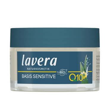 shumee LAVERA BASIS SENSITIV Nočna krema proti gubam z organskim jojobinim maslom, organskim karitejevim maslom in koencimom Q10