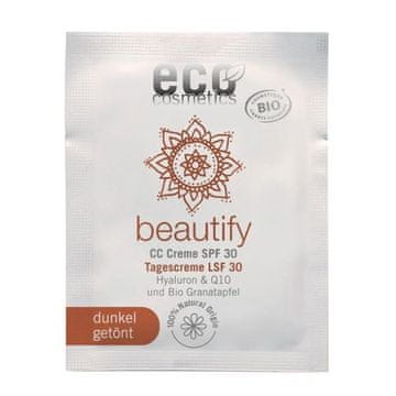 shumee CC krema Eco Cosmetics, odtenek DARK SPF 30, s hialuronsko kislino, koencimom Q10 in bio-granatnim jabolkom, 2 ml