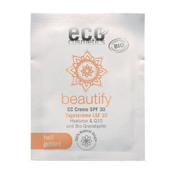 shumee CC krema Eco Cosmetics, odtenek LIGHT, SPF 30, s hialuronsko kislino, koencimom Q10 in bio-granatnim jabolkom, 2 ml