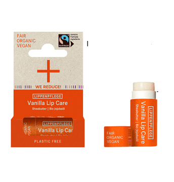 i+m Naturkosmetik NARAVNA KOZMETIKA WE REDUCE! Negujoč balzam za ustnice z vonjem vanilije z organskim karitejevim maslom in organskim jojobinim oljem