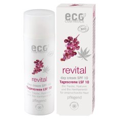 shumee Revitalizirajoča dnevna krema Eco Cosmetics SPF 10 z organskim grozdjem, hialuronsko kislino in organskim konopljinim oljem