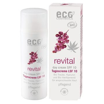 shumee Revitalizirajoča dnevna krema Eco Cosmetics SPF 10 z organskim grozdjem, hialuronsko kislino in organskim konopljinim oljem