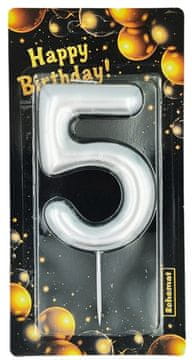 shumee SREBRNA ŠTEVILČNA SVEČA - 5 SHEMA 6582