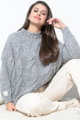 shumee Oversized pulover z aran vzorcem F840 Grey S/M