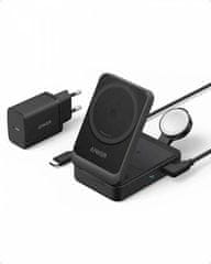 MagGo 3v1 zložljiva brezžična postaja, adapter, kabel, 15 W, črna (B2557311)