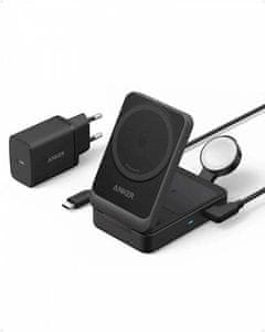 MagGo 3v1 zložljiva brezžična postaja, adapter, kabel, 15 W, črna (B2557311)