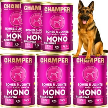 shumee Mokra hrana za pse, monoproteinska Champer kost in sklepi govedina 6x400g