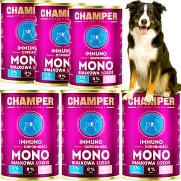 shumee Mokra hrana za pse Monoprotein Champer Immunity Salmon 6x400g