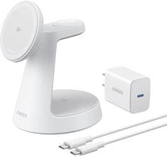 MagGo 3v1 brezžična polnilna postaja, kabel, adapter, 15 W, bela (B25M4G21)