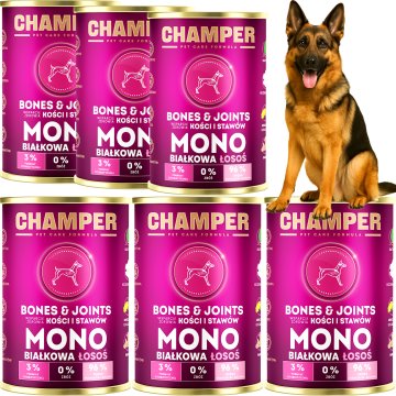shumee Mokra hrana za pse Monoprotein Champer Bones and Joints Salmon 6x400g