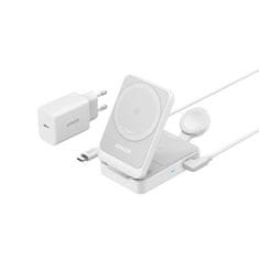 MagGo 3v1 zložljiva brezžična postaja, adapter, kabel, 15 W, bela (B2557321)