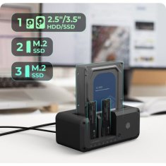 IcyBox IB-2924MSCL-C31 priklopna in klonirna postaja za M.2 NVMe SSD & 2,5/3,5 SATA SSD/HDD