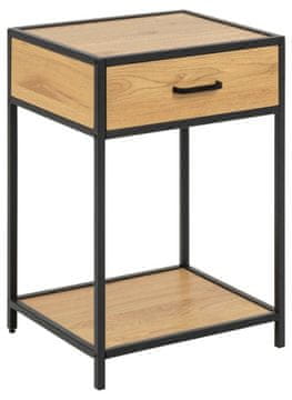 shumee Seaford NOČNA OMARICA S PREDALOM IN POLICO, MDF, kovina, divji hrast