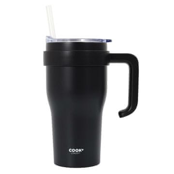 Intesi Miami TERMO SKODELICA 600 ml črna z ročajem in slamico