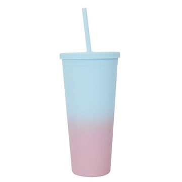 shumee Tie-Dye PP 700 ml modro-roza slamnata skodelica