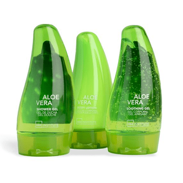 shumee Potovalni set za nego telesa z aloe vero IDC s kozmetično torbico 3 x 80 ml