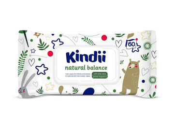KINDII Kindii Natural Balance čistilni vlažni robčki za otroke 60 kosov